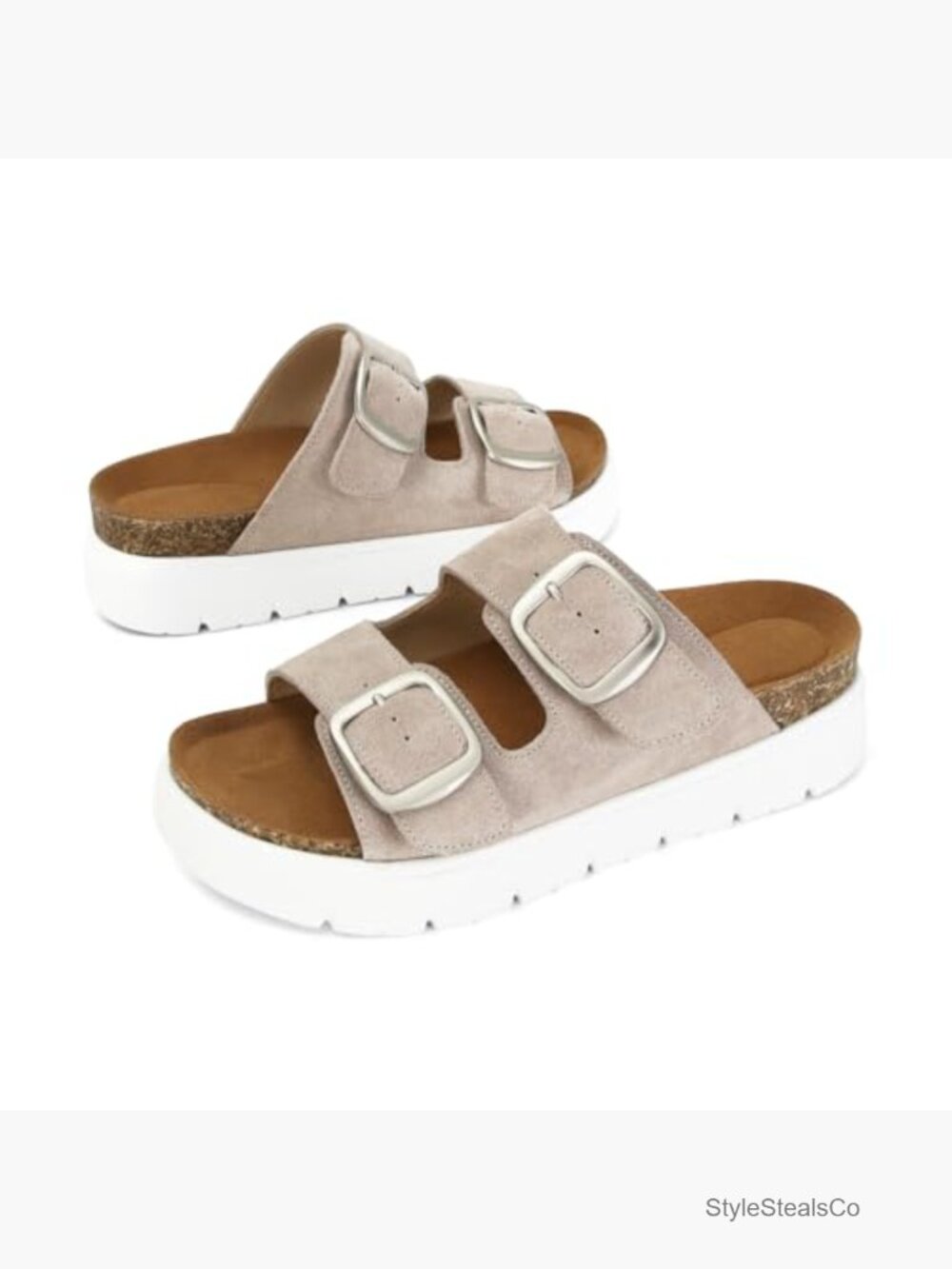 Genuine Leather Platform Sandals Women Comfort Summer Slide Beach Adjustable - Picture 5 of 7